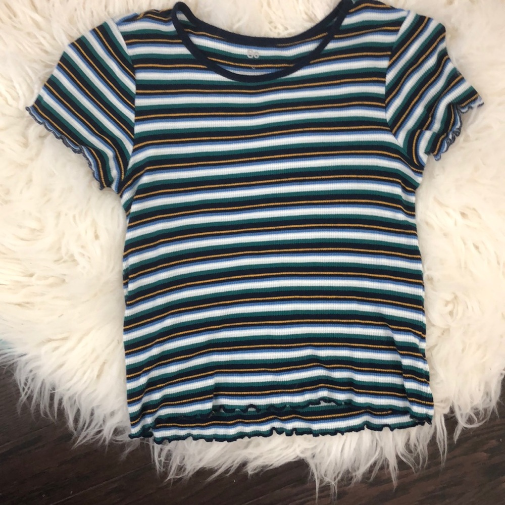 Striped ruffle tee